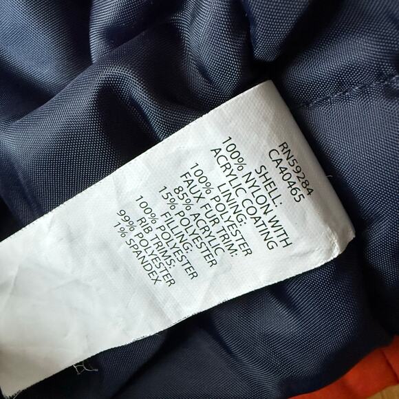 The Children's Place Orange Full Zip Fleece Faux Fur Hooded Puffer Coat Size 3T - Picture 9 of 9